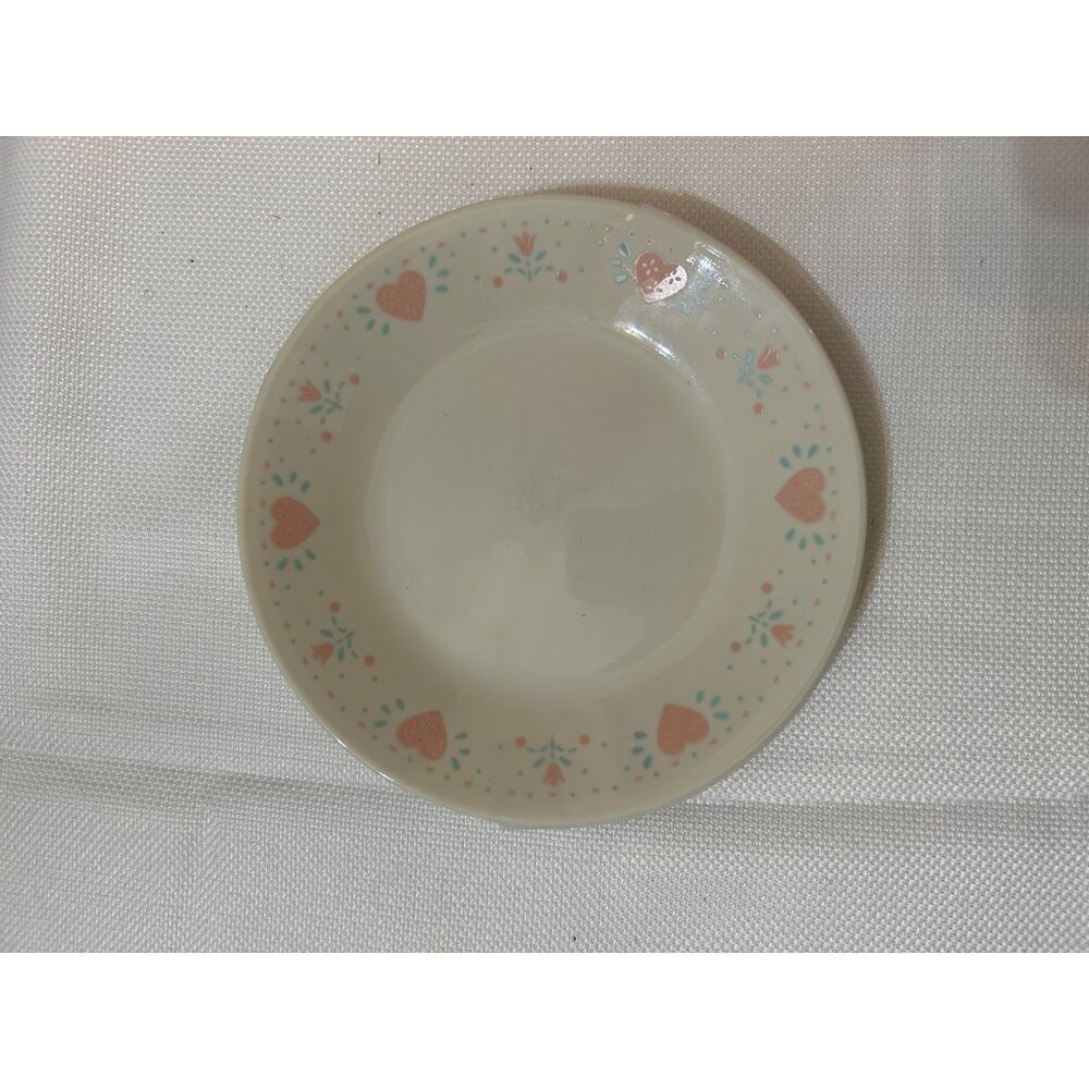 3 Corelle Peach Garland Dessert Plates Set Of 3 Vintage 6.75" Hearts Floral Desi